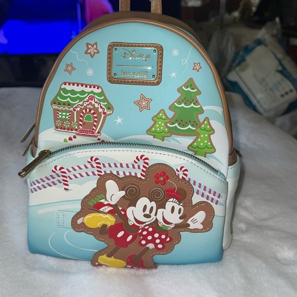 Loungefly Handbags - Loungefly Mickey & Minnie Ice Skating Holiday Gingerbread Scented Mini-Backpack